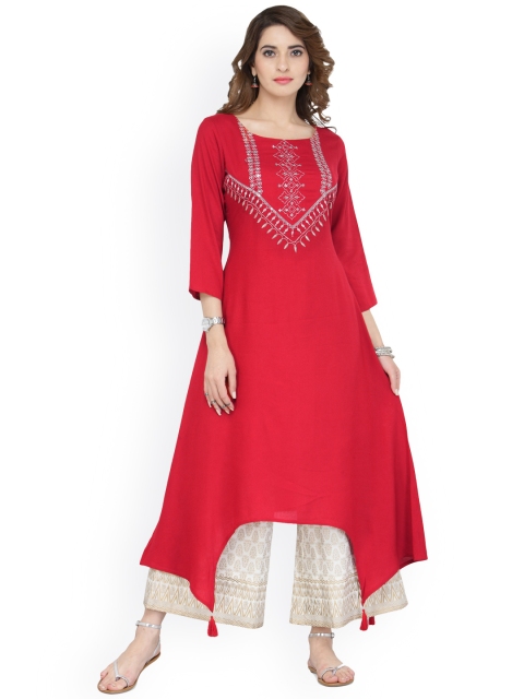 

Varanga Women Red & Off-White Solid Kurta with Palazzos
