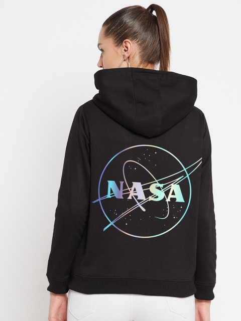 

FRENCH FLEXIOUS Women Black Hooded Sweatshirt
