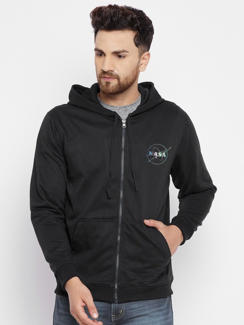

FRENCH FLEXIOUS Plus Size Men Black Hooded Sweatshirt