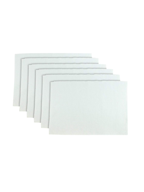 

Lushomes Set Of 6 White Ribbed Cotton Dining Table Placemats