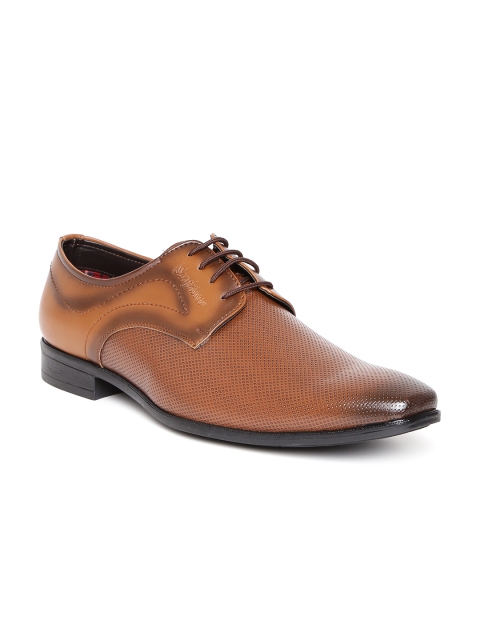 

San Frissco Men Tan Brown Textured Derbys