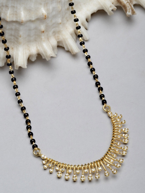 

KUNUZ Gold Plated 925 Sterling Silver Black Mangalsutra