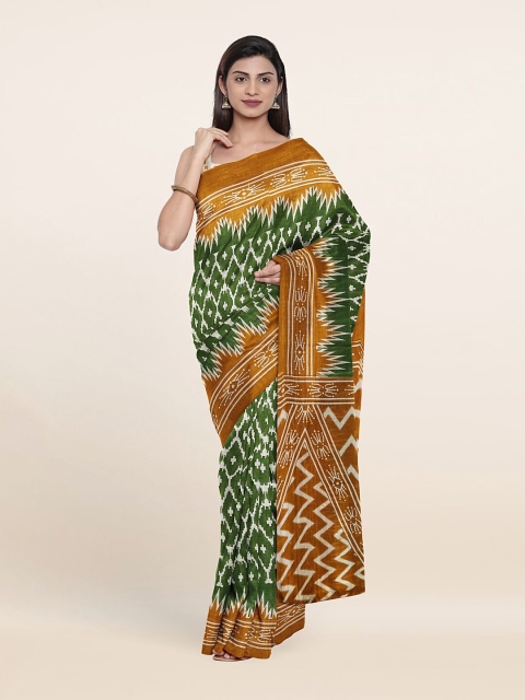 

Pothys Green & White Ethnic Motifs Pure Cotton Saree