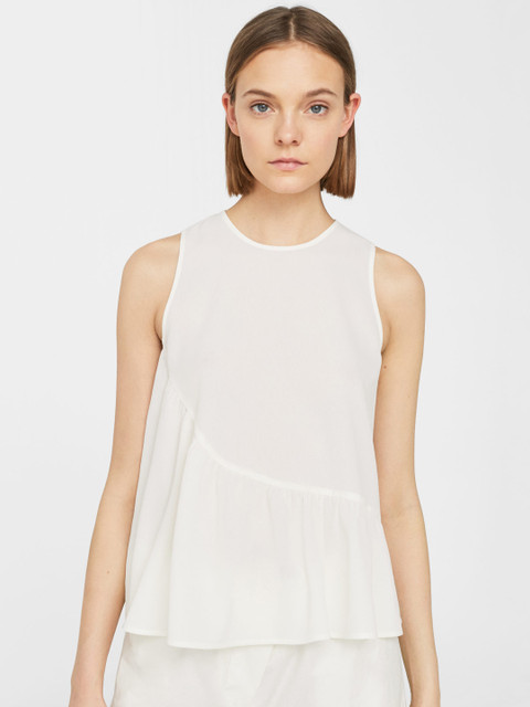 

MANGO Women Off-White Solid A-Line Top
