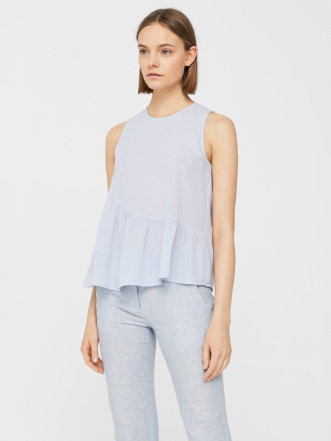 

MANGO Women Blue Solid A-Line Top