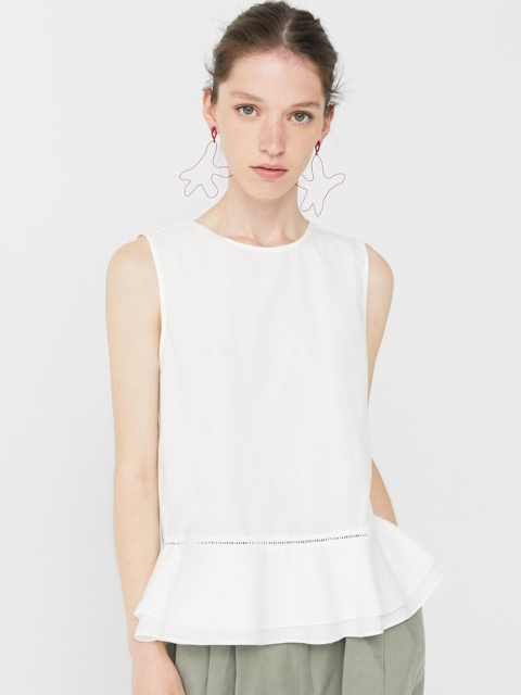 

MANGO Women White Peplum Top
