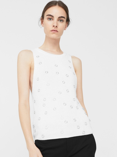 

MANGO Women Off-White Studded Sweater