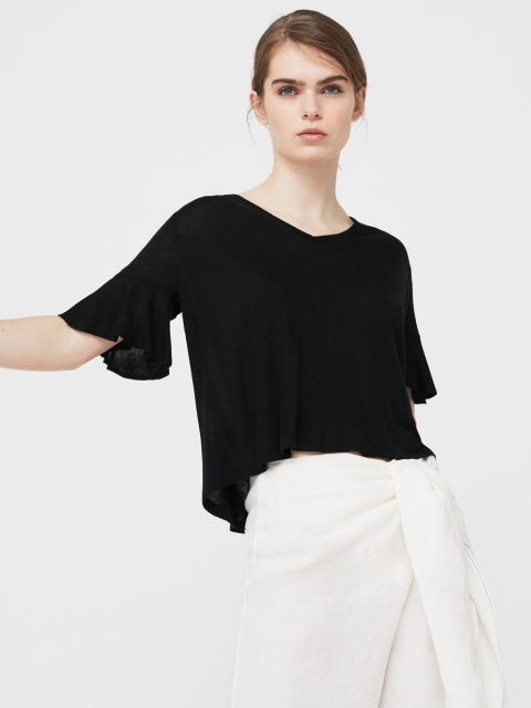 

MANGO Women Black Solid Boxy Top