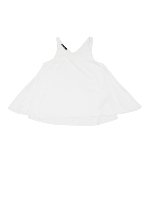 

MANGO Women White Solid Accordian Pleat A-Line Top