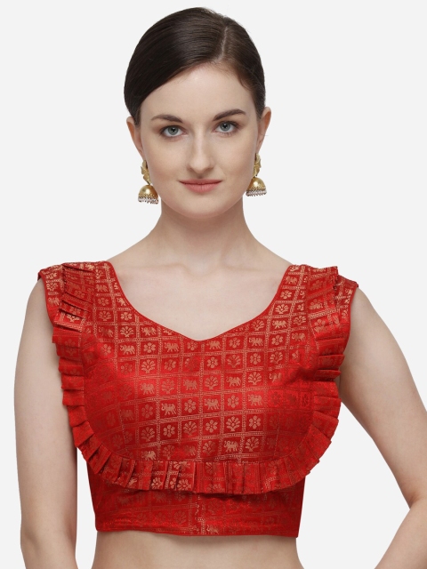 

Fab Viva Red Printed Saree Blouse