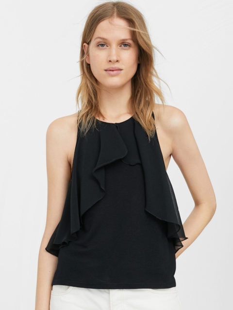 

MANGO Women Black Layered A-Line Top