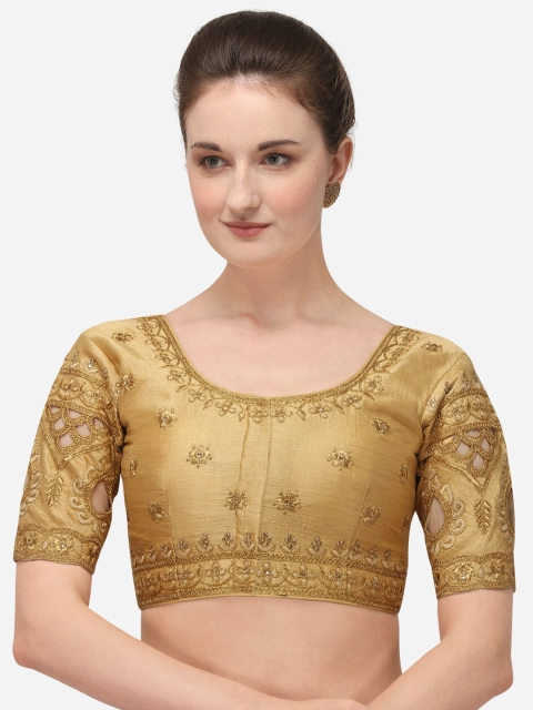 

Fab Viva Beige Embroidered Saree Blouse