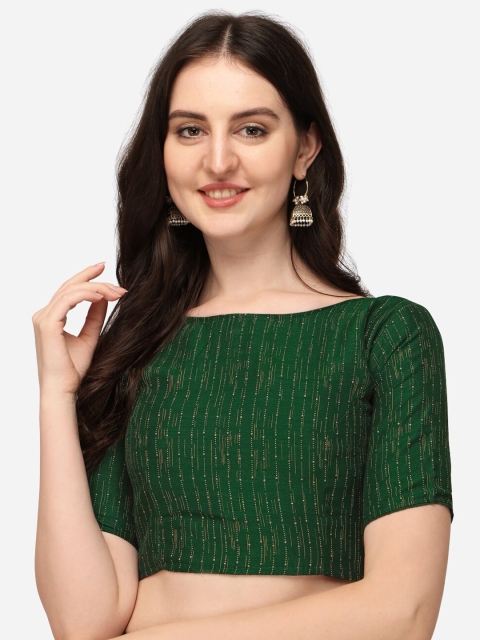 

Fab Viva Green Printed Silk Saree Blouse