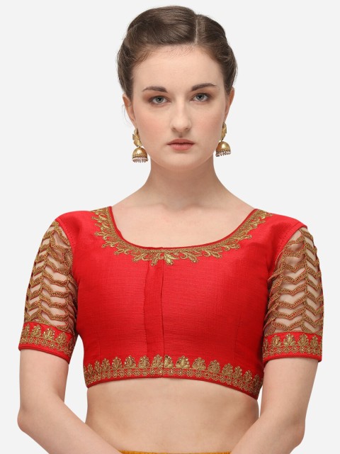 

Fab Viva Red Embroidered Saree Blouse