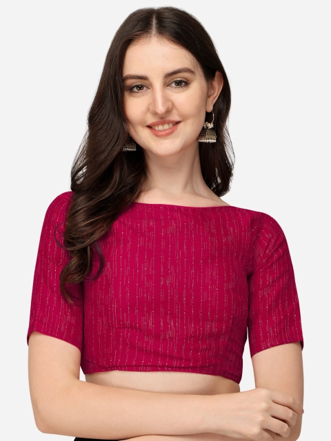 

Fab Viva Women Pink Foil Printed Silk Saree Blouse