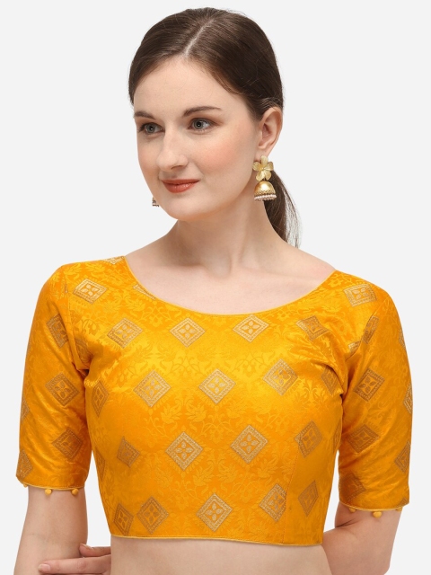 

Fab Viva Yellow Printed Saree Blouse