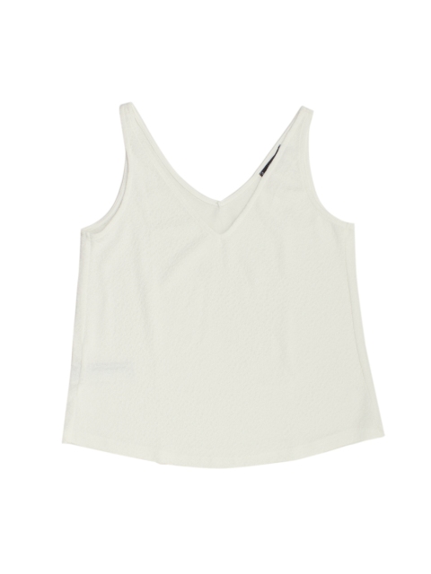 

MANGO Women Off-White Solid A-Line Top