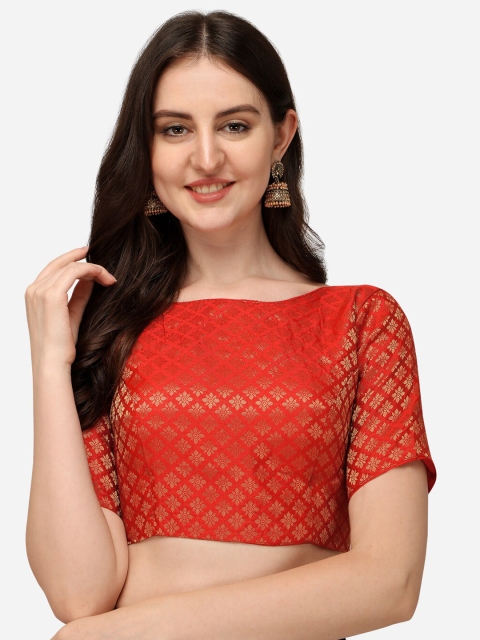 

Fab Viva Red Woven Design Saree Blouse