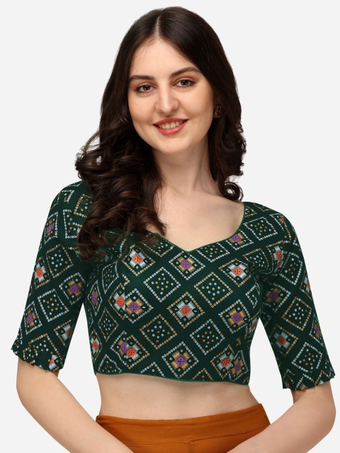 

Fab Viva Women Green Jacquard Woven Saree Blouse