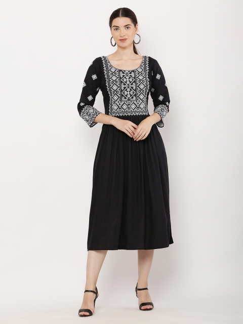 

IQRA FASHION Crepe Midi Dress, Black