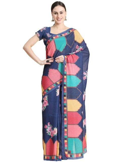 

OFFIRA TEX WORLD Multicolor Geometric Print Sequins Embellished Art Silk Saree, Multi