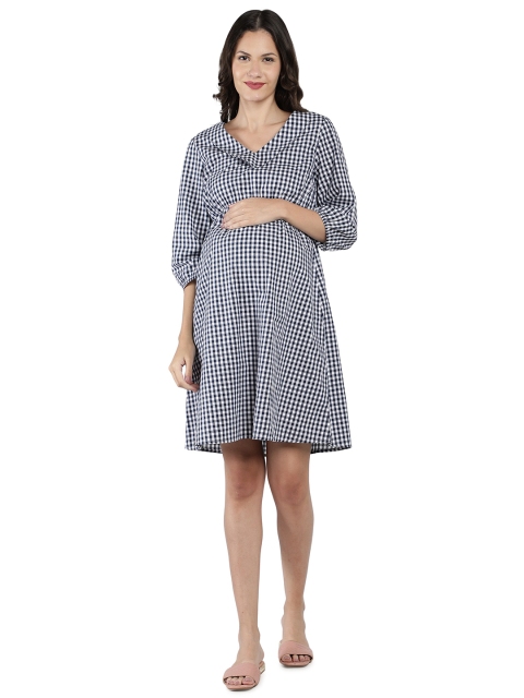 

NUEVOSDAMAS Checked Maternity Dress, Black