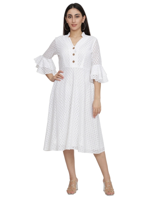 

NUEVOSDAMAS Cotton Midi Dress, White
