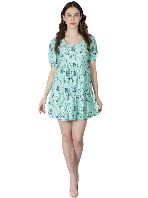 

NUEVOSDAMAS Floral A-Line Dress, Green