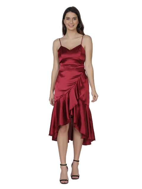 

NUEVOSDAMAS Georgette Midi Dress, Maroon