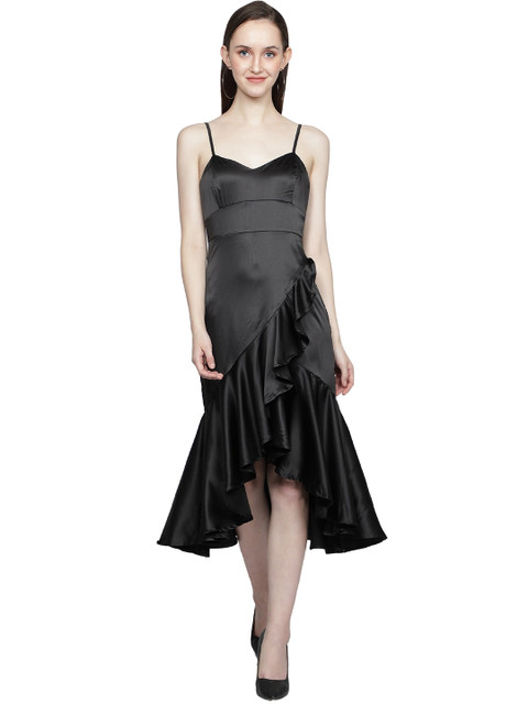 

NUEVOSDAMAS Georgette Midi Dress, Black