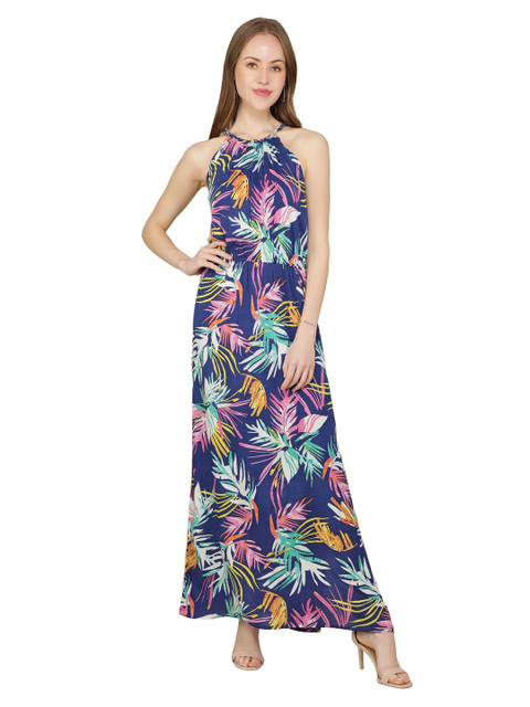 

NUEVOSDAMAS Tropical Maxi Dress, Blue