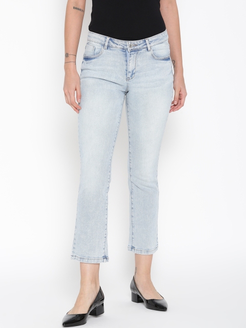 

MANGO Women Blue Mid-Rise Clean Look Cropped Stretchable Jeans