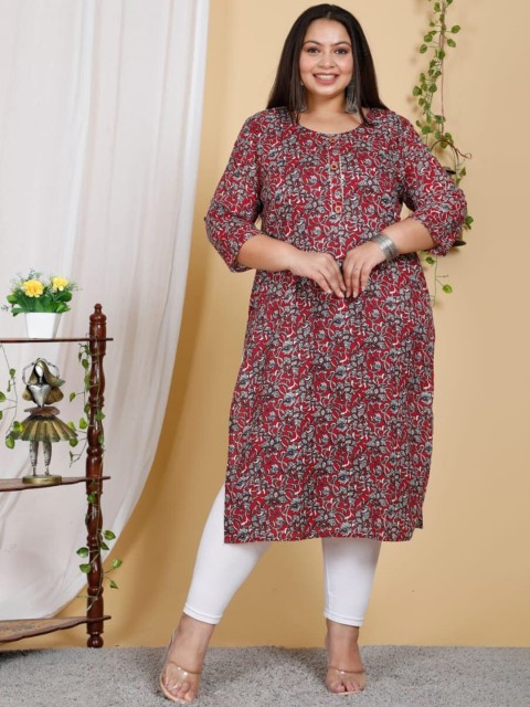 

PNEHA Women Maroon & Grey Ethnic Motifs Printed Kurta