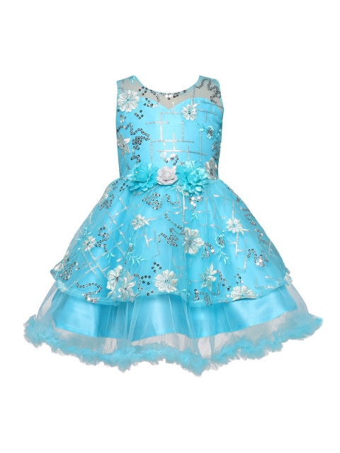 

The Magic Wand Girls Floral Net Dress, Blue