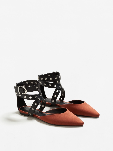 

MANGO Women Brown Solid Gladiators
