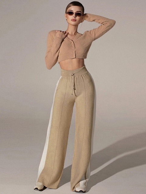 

La Aimee Women Cream-Coloured Loose Fit High-Rise Trousers