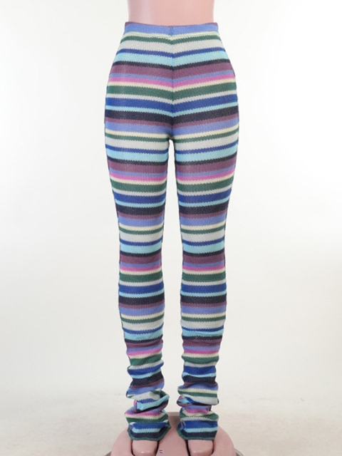 

La Aimee Women Blue Striped Skinny Fit High-Rise Trousers