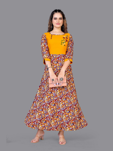 

Fashion FRICKS Floral Maxi Dress, Mustard