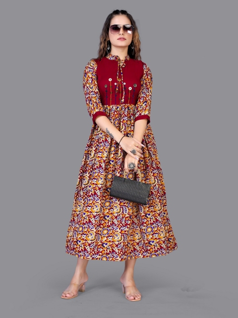 

Fashion FRICKS Floral Midi Dress, Maroon