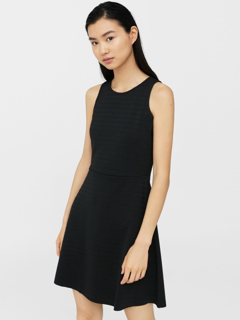 

MANGO Women Black Self-Design Fit & Flare Dress