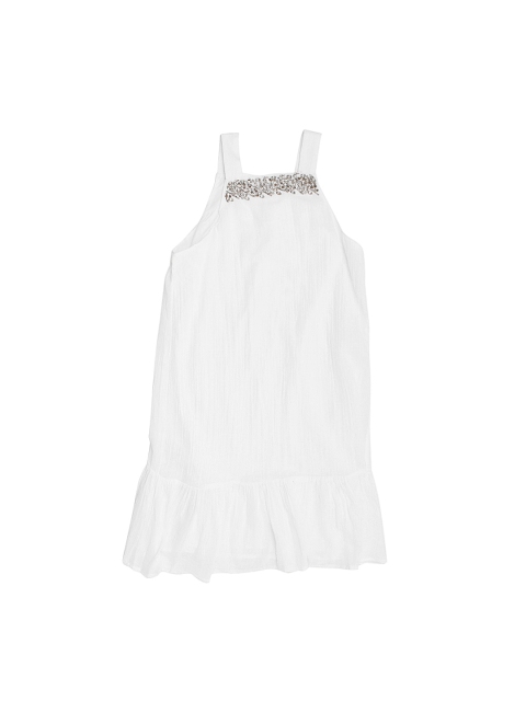 

MANGO Women White Solid A-Line Dress
