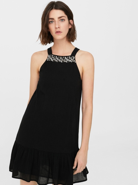 

MANGO Women Black Solid A-Line Dress