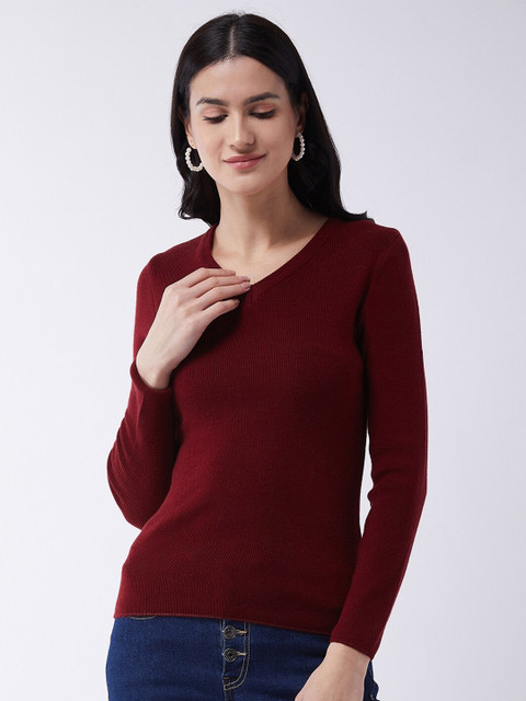 

RVK Women Maroon Acrylic Pullover