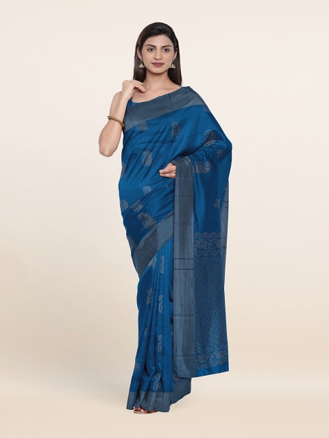 

Pothys Blue & Grey Woven Design Silk Cotton Saree
