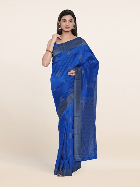 

Pothys Blue & Grey Ethnic Motifs Silk Cotton Saree