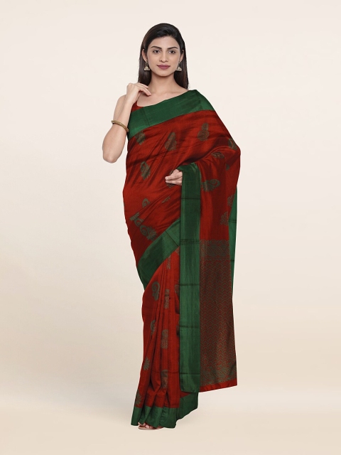 

Pothys Maroon & Green Woven Design Silk Cotton Saree