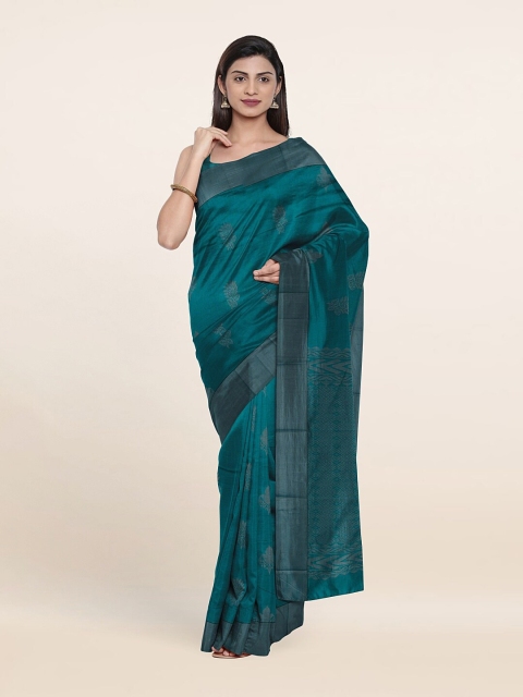 

Pothys Teal Woven Design Silk Cotton Saree