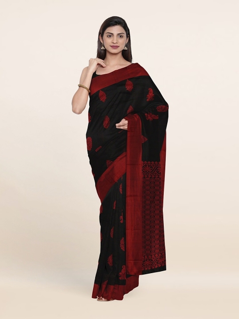 

Pothys Black & Red Ethnic Motif Silk Cotton Saree