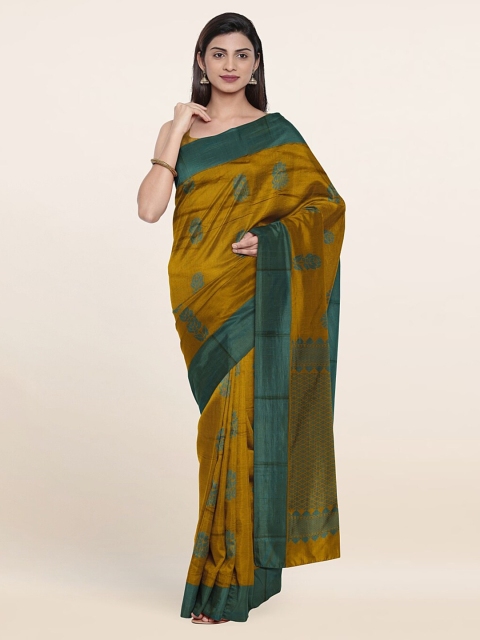 

Pothys Mustard & Green Ethnic Motifs Silk Cotton Saree