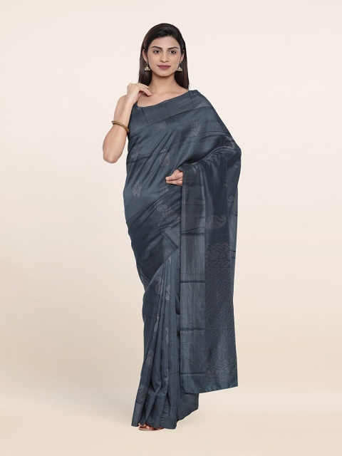 

Pothys Grey Ethnic Motifs Silk Cotton Saree